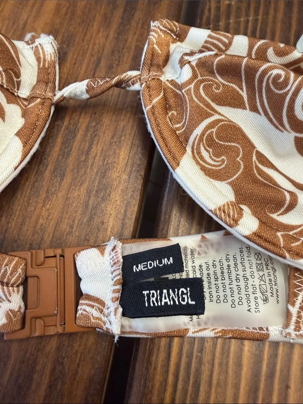 Triangl  Brown & White Printed Bikini Set - Medium top/large bottom.  Like new!